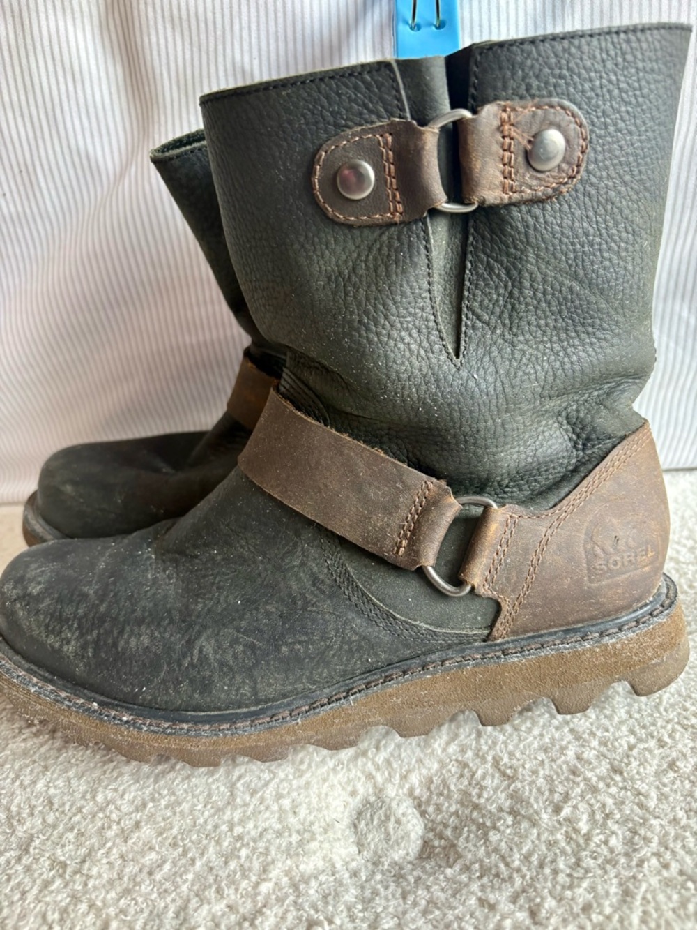 Sorel Black with Brown Strap Harness Boots